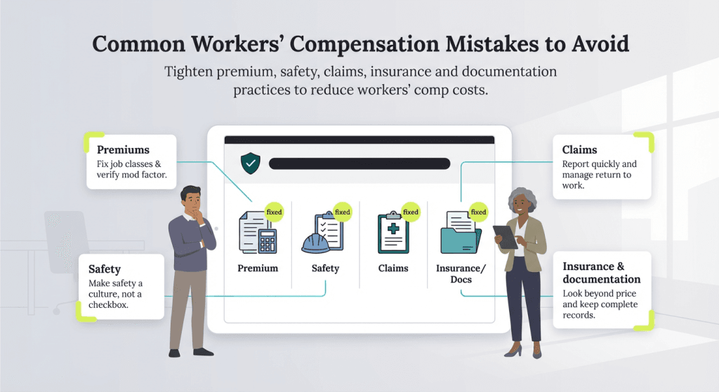 Worker's comp mistakes graphic