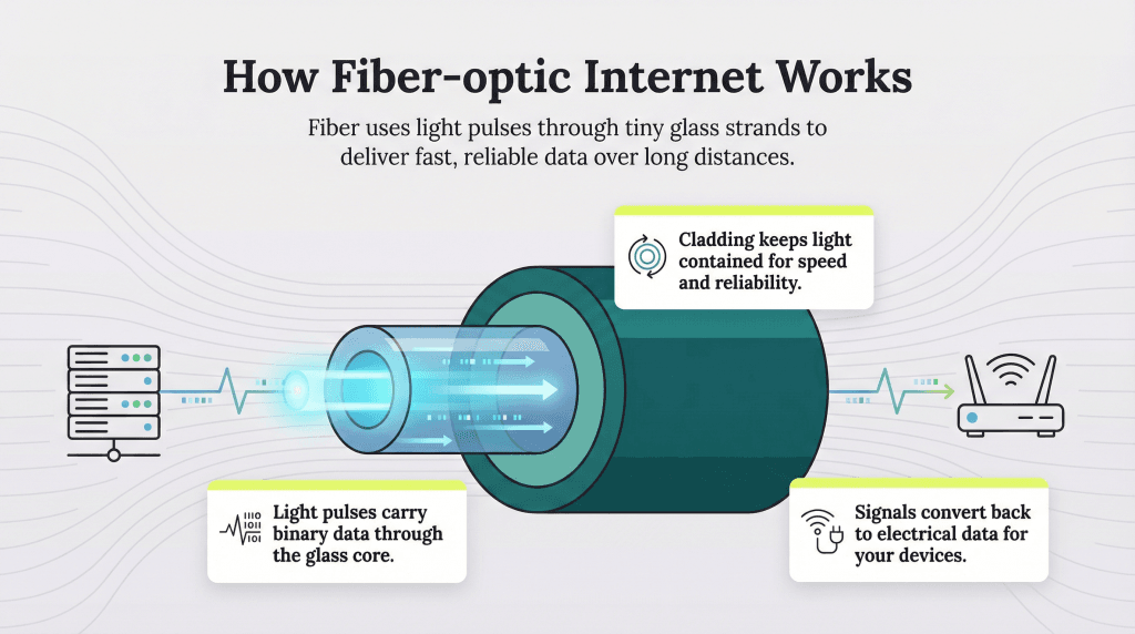 how fiber option internet works
