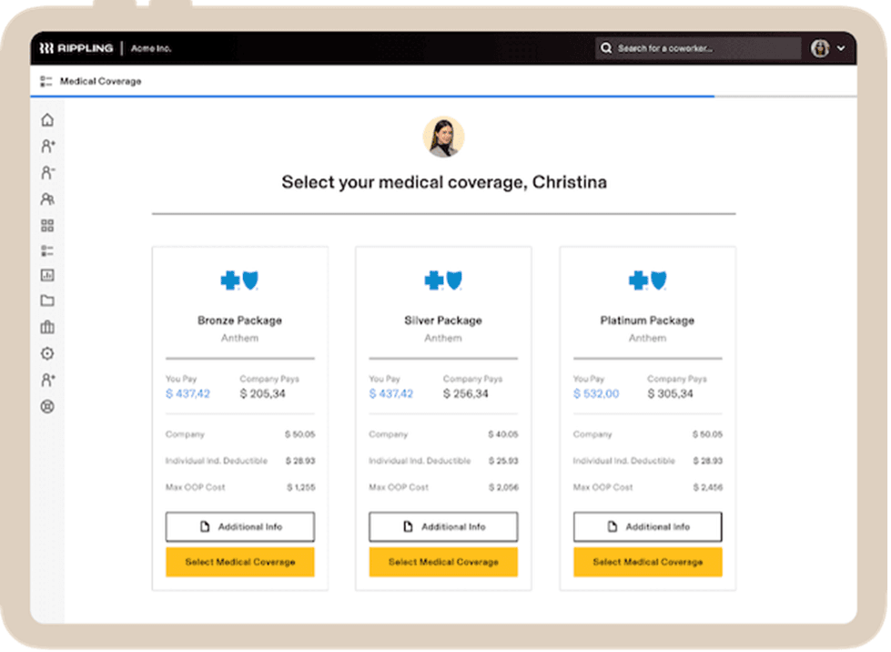 Rippling insurance selection