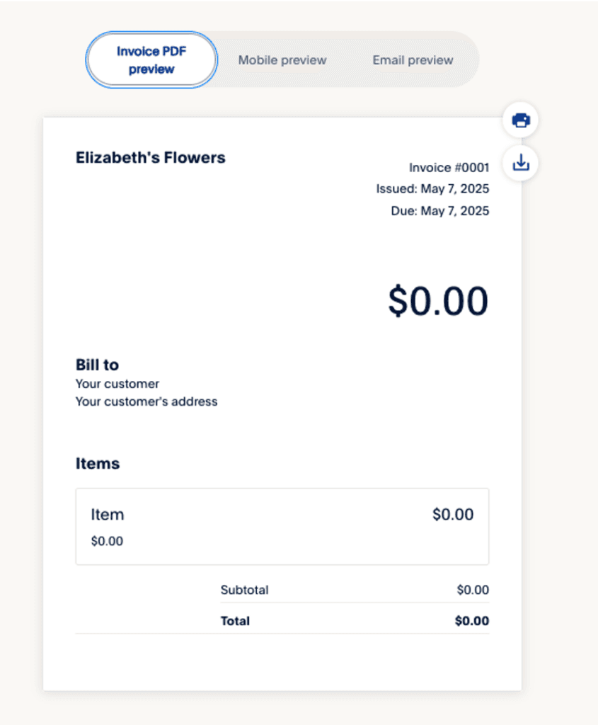 PayPal mobile preview