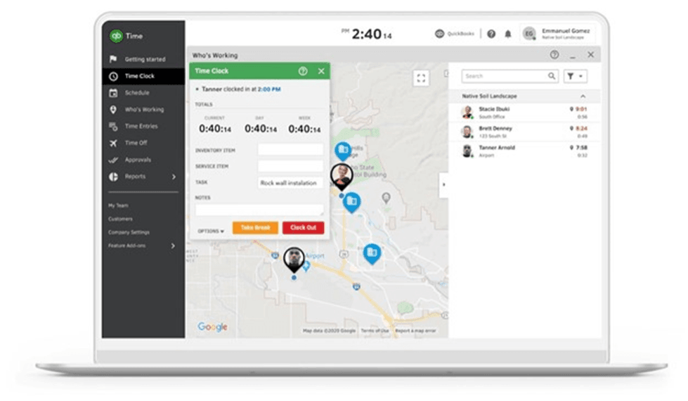 QuickBooks Time time clocks