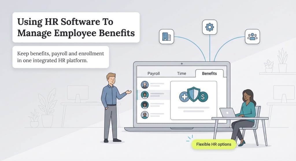 Using HR software for employee benefits graphic