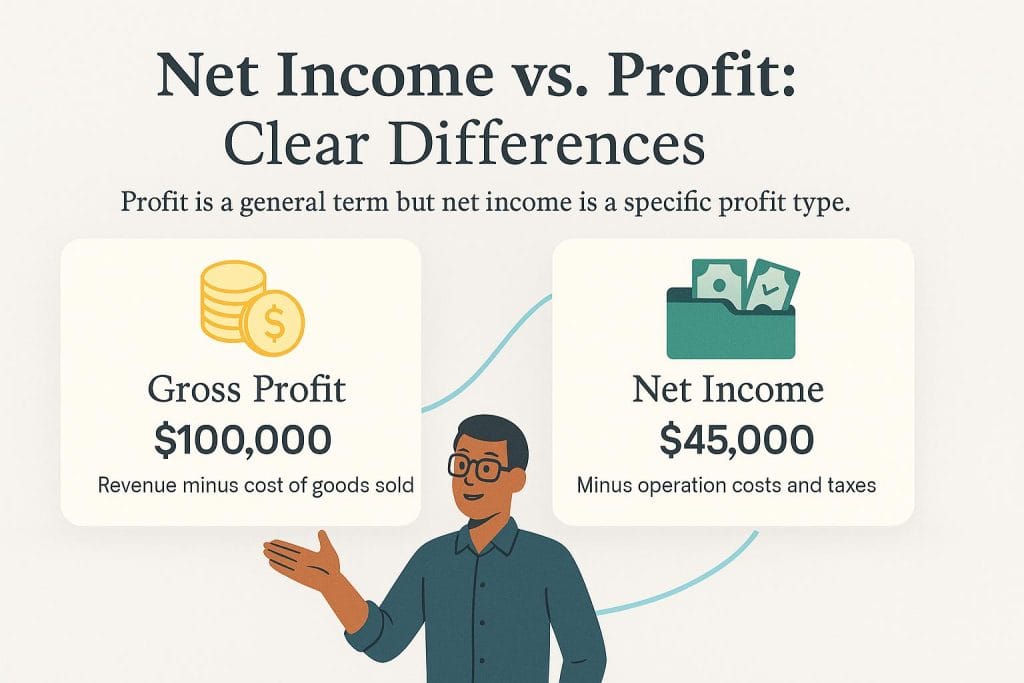Net income vs. profit infographic