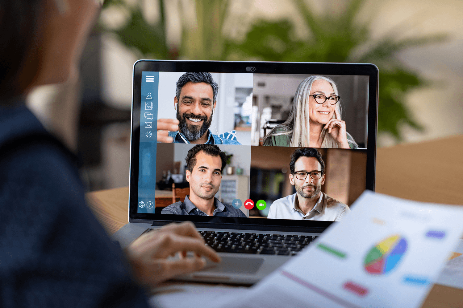 Remote team meeting on a laptop