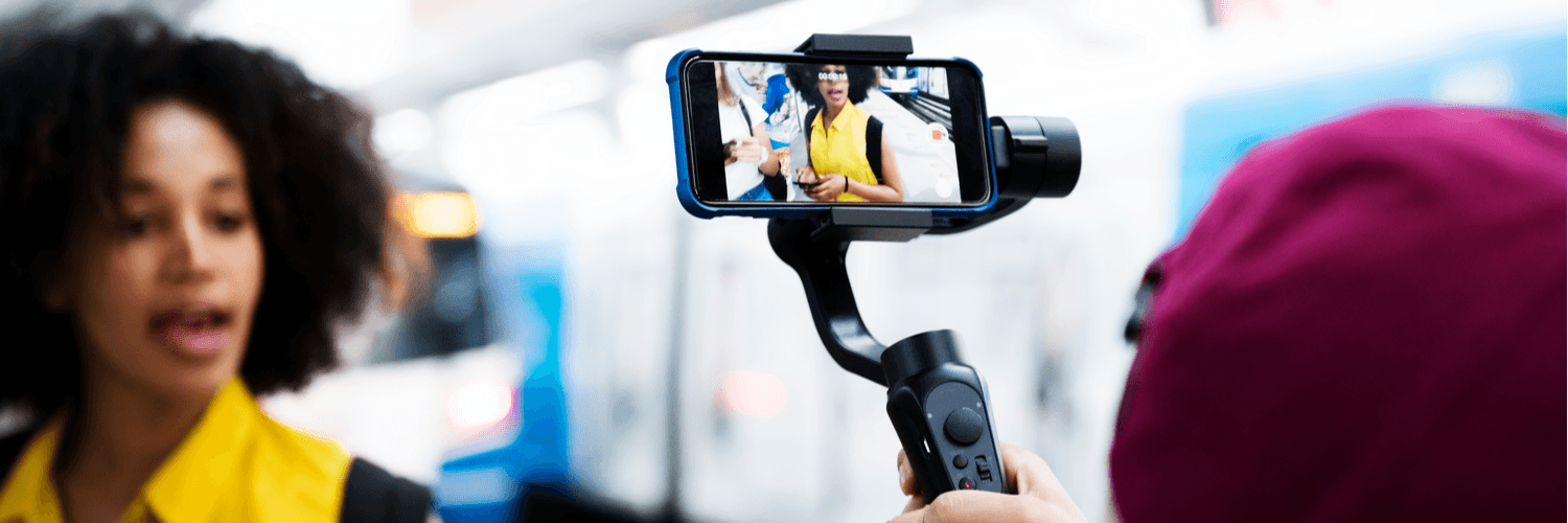 woman on camera making a video