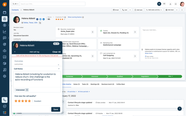 Freshsales call history