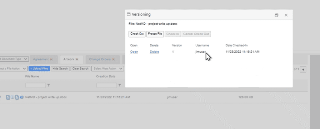Image of OnPhase versioning list