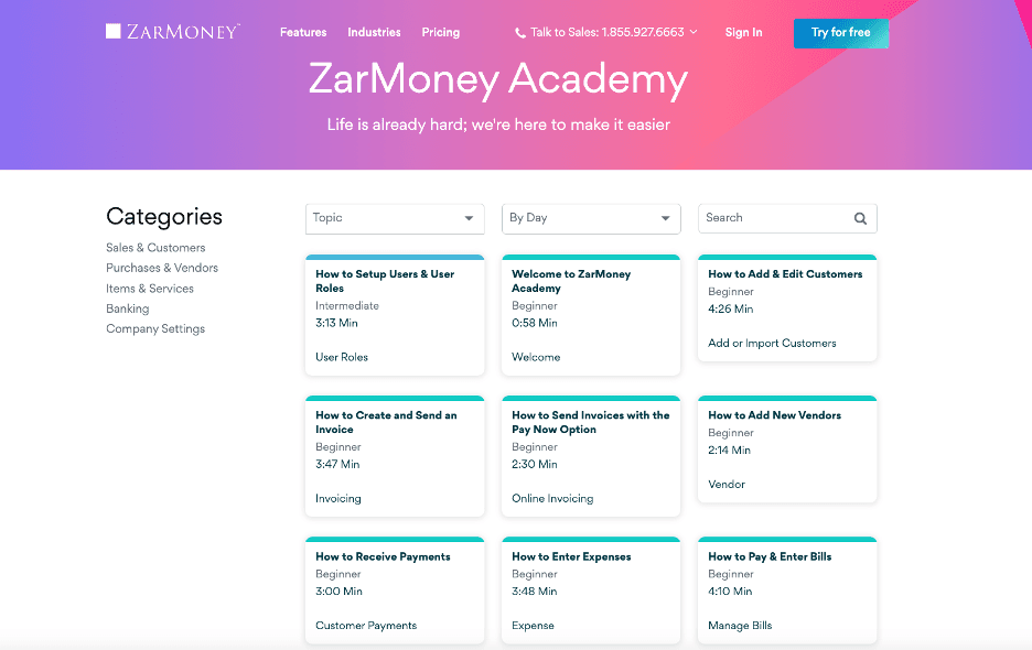 ZarMoney Academy video tutorials