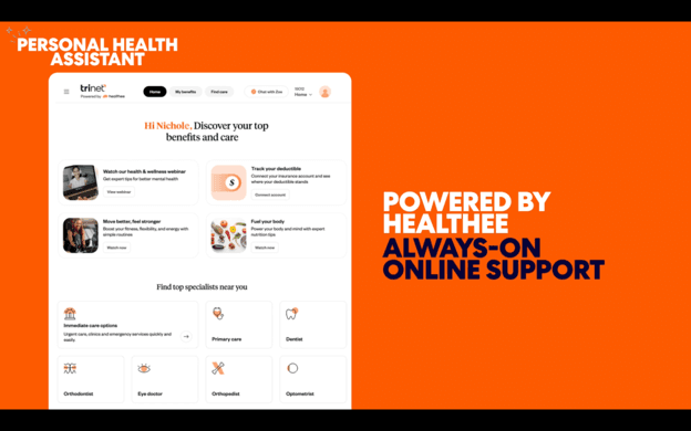 image of TriNet Personal Health Assistant page