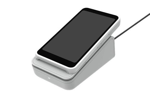 Stripe Reader S700 smart payment terminal displayed on its charging dock.