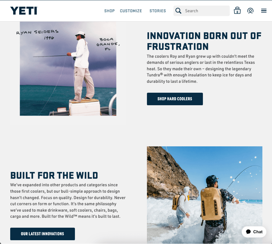 Yeti About Us page
