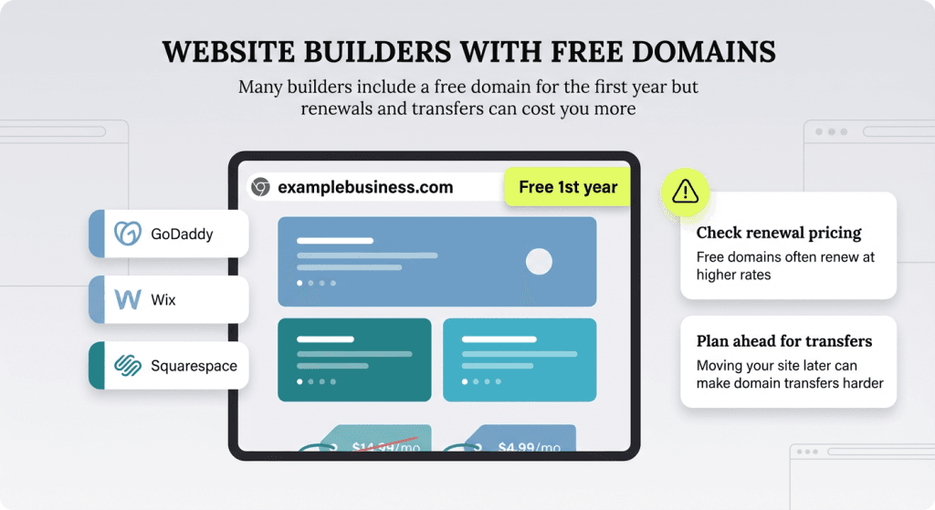 website builders with free domains graphic