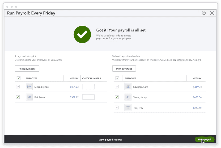 Quickbooks payroll tasks
