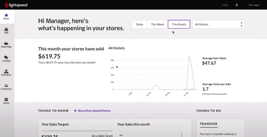 Lightspeed dashboard