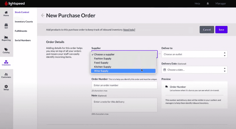 Lightspeed inventory