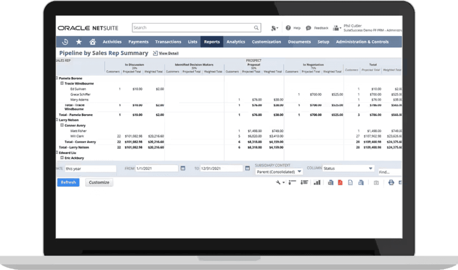 Netsuite sales activities