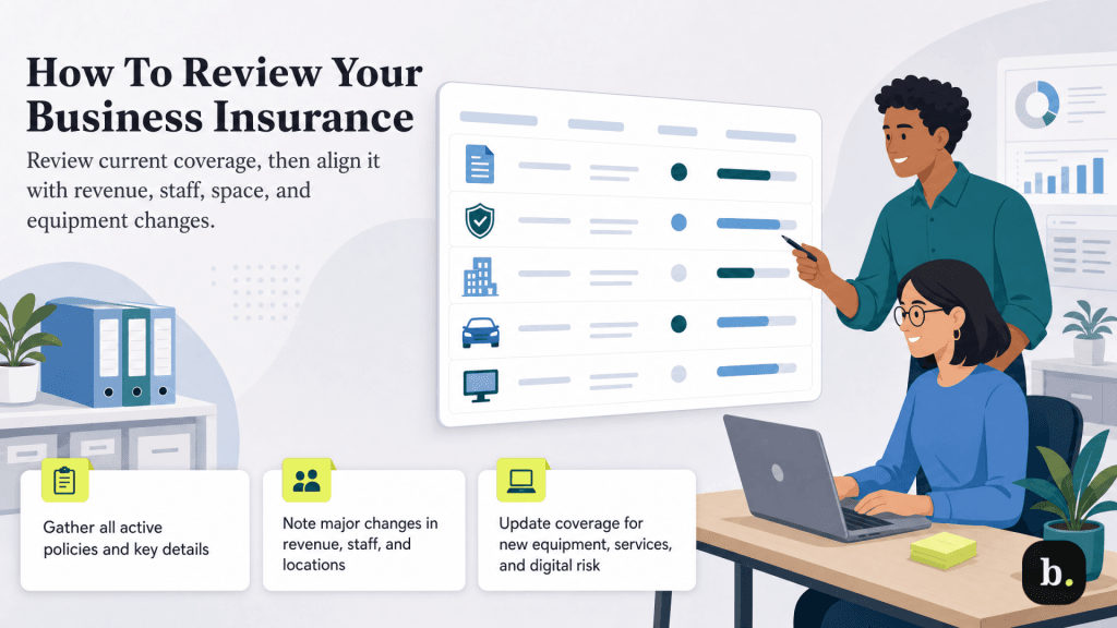 reviewing business insurance graphic