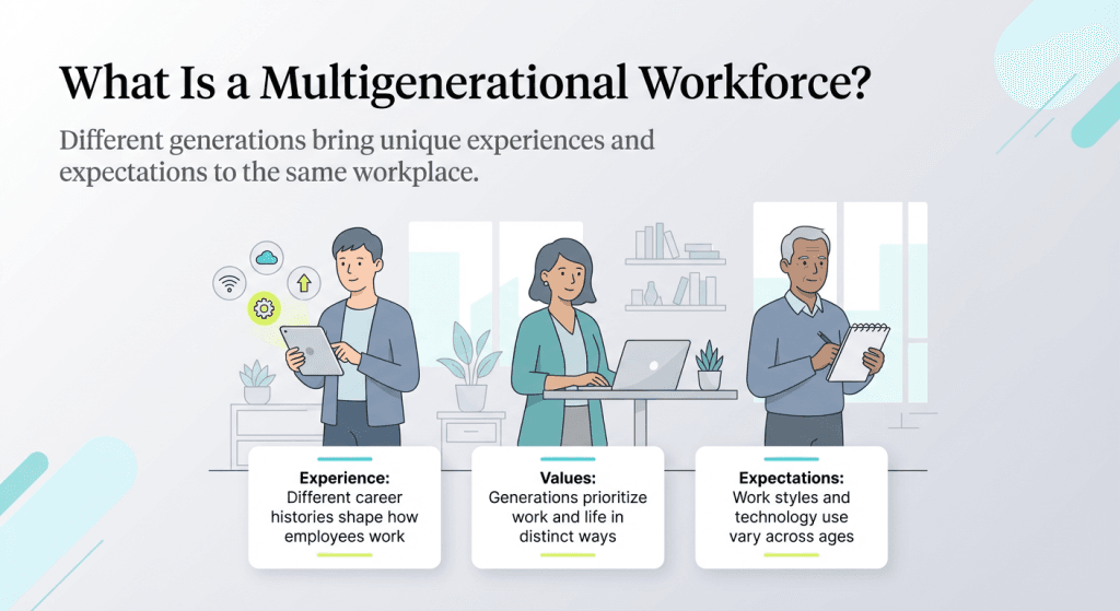 Multi Generational Workforce Vector How to Work With a Multigenerational Workforce