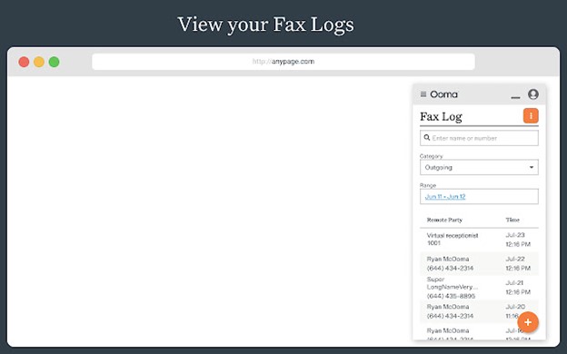 Ooma fax logs
