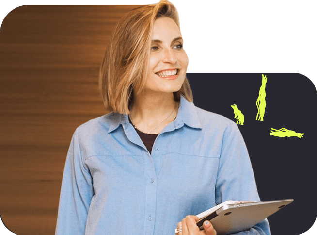 Corporate woman holding a laptop