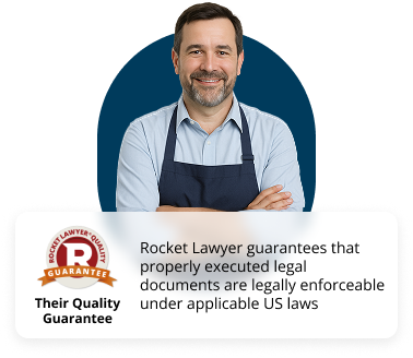 Rcket Lawyer guarantees that properly executed legal documents are legally enforceable under applicable US laws